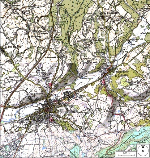 Carte de localisation. Carte topographique au 1:25000, I.G.N., Remiremont, 3519 O. SCAN 25 © IGN - 2008, Licence n°2008CISE29-68.
