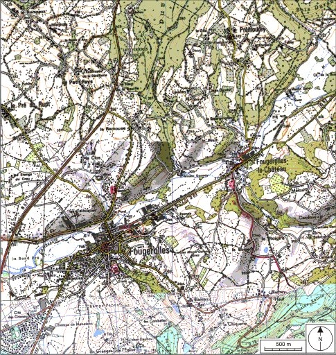 Carte de localisation. Carte topographique au 1:25000, I.G.N., Remiremont, 3519 O. SCAN 25 © IGN - 2008, Licence n°2008CISE29-68.