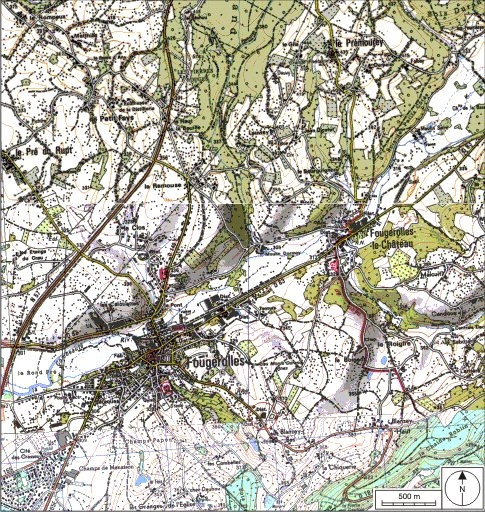 Carte de localisation. Carte topographique au 1:25000, I.G.N., Remiremont, 3519 O. SCAN 25 © IGN - 2008, Licence n°2008CISE29-68.