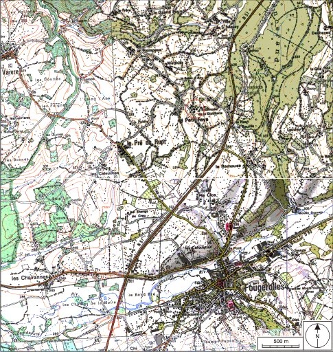 Carte de localisation. Carte topographique au 1:25000, I.G.N., Remiremont, 3519 O. SCAN 25 © IGN - 2008, Licence n°2008CISE29-68.