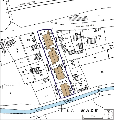 Plan-masse et de situation. Extrait du plan cadastral numérisé, 2008, section AH, 1:1000. Source : Direction générale des Finances Publiques - Cadastre ; mise à jour : 2008.