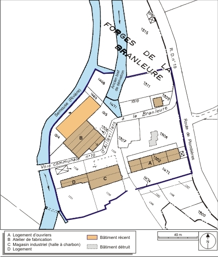 Plan-masse et de situation. Extrait du plan cadastral numérisé, 2008, section A, 1:1250. Source : Direction générale des Finances Publiques - Cadastre ; mise à jour : 2008.