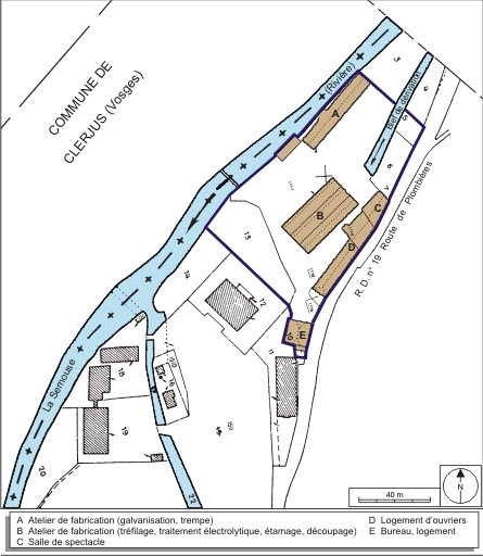 Plan-masse et de situation. Extrait du plan cadastral numérisé, 2008, section A, 1:1250 réduit à 1:1500. Source : Direction générale des Finances Publiques - Cadastre ; mise à jour : 2008.