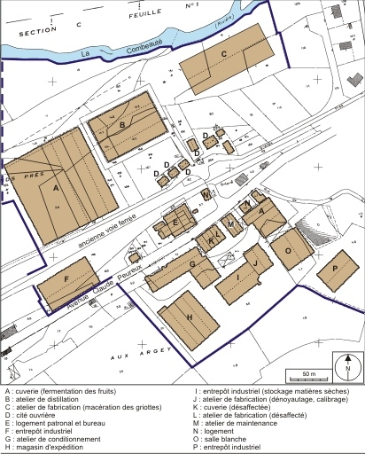 Plan-masse et de situation. Extrait du plan cadastral numérisé, 2008, section AD, 1:1000 réduit à 1:2300. Source : Direction générale des Finances Publiques - Cadastre ; mise à jour : 2008.