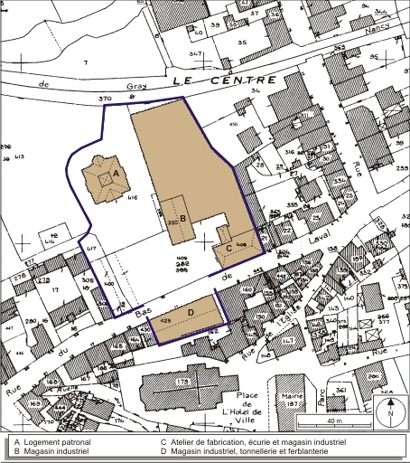 Plan-masse et de situation. Extrait du plan cadastral numérisé, 2008, section AE, 1:1000 réduit à 1:1250. Source : Direction générale des Finances Publiques - Cadastre ; mise à jour : 2008.
