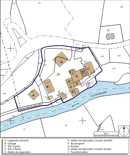 Plan-masse et de situation. Extrait du plan cadastral numérisé, 2008, section B, 1:1250. Source : Direction générale des Finances Publiques - Cadastre ; mise à jour : 2008.