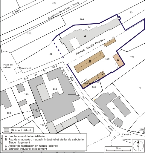 Plan-masse et de situation. Extrait du plan cadastral numérisé, 2008, section B, 1:1000. Source : Direction générale des Finances Publiques - Cadastre ; mise à jour : 2008.