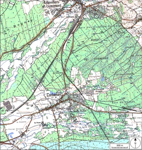 Carte de localisation. Carte topographique au 1:25000, I.G.N., Saint-Loup-sur-Semouse, 3419 O. SCAN 25 © IGN - 2008, Licence n°2008CISE29-68.