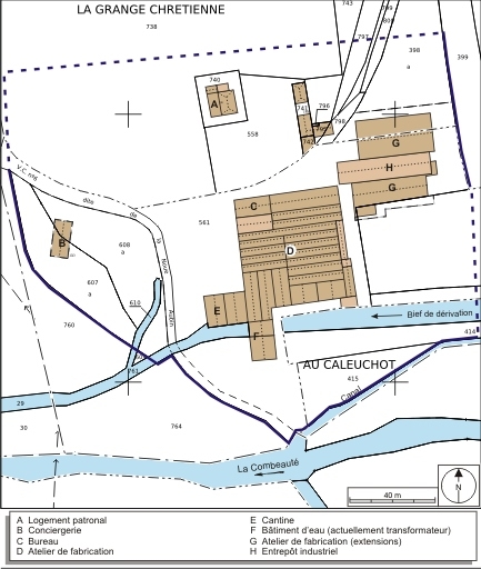 Plan-masse et de situation. Extrait du plan cadastral numérisé, 2008, section B, 1:1250. Source : Direction générale des Finances Publiques - Cadastre ; mise à jour : 2008.