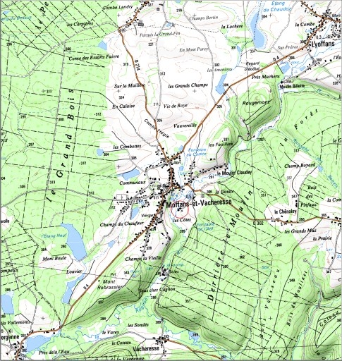 Carte de localisation. Carte topographique au 1:25000, I.G.N., Lure, 3521 O. SCAN 25 © IGN - 2008, Licence n°2008CISE29-68.