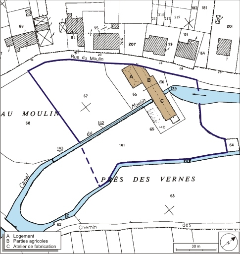 Plan-masse et de situation. Extrait du plan cadastral numérisé, 2008, section AC, 1:1000. Source : Direction générale des Finances Publiques - Cadastre ; mise à jour : 2008.