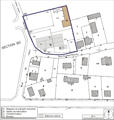 Plan-masse et de situation. Extrait du plan cadastral numérisé, 2008, section AZ, 1:1000. Source : Direction générale des Finances Publiques - Cadastre ; mise à jour : 2008.