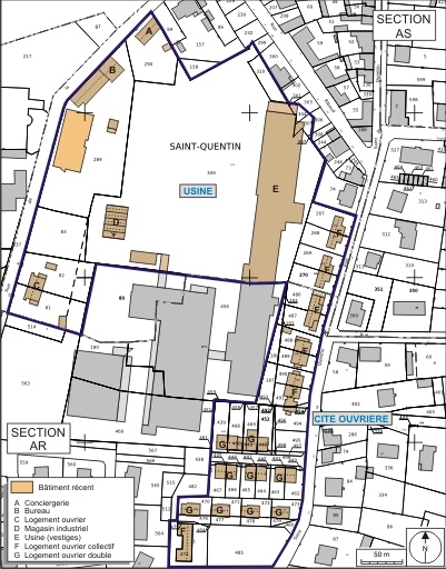 Plan-masse et de situation. Extrait du plan cadastral numérisé, 2008, section AS, 1:1000 réduit à 1:3000. Source : Direction générale des Finances Publiques - Cadastre ; mise à jour : 2008.