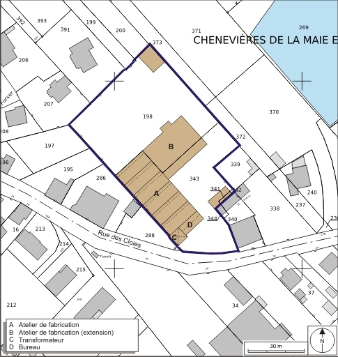 Plan-masse et de situation. Extrait du plan cadastral numérisé, 2008, section AL, 1:1000. Source : Direction générale des Finances Publiques - Cadastre ; mise à jour : 2008.
