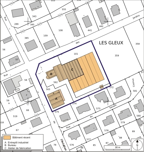 Plan-masse et de situation. Extrait du plan cadastral numérisé, 2008, section AH, 1:1000. Source : Direction générale des Finances Publiques - Cadastre ; mise à jour : 2008.