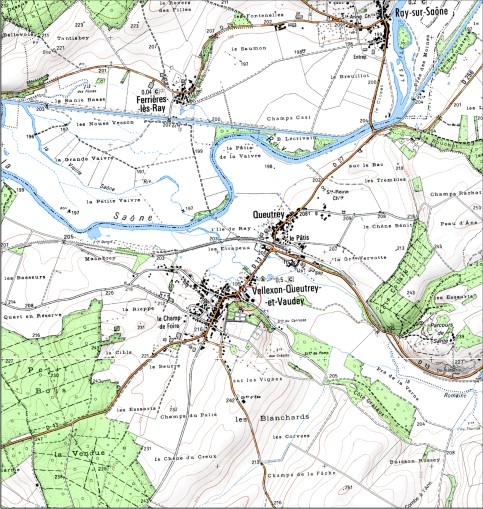 Carte de localisation. Carte topographique au 1:25000, I.G.N., Fresne-Saint-Mamès, 3321 O. SCAN 25 © IGN - 2008, Licence n°2008CISE29-68.