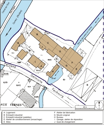 Plan-masse et de situation. Extrait du plan cadastral numérisé, 2008, section B, 1:1250. Source : Direction générale des Finances Publiques - Cadastre ; mise à jour : 2008.