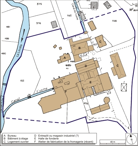 Plan-masse et de situation. Extrait de plan cadastral numérisé, 2008, section A, 1:1250 Source : Direction générale des Finances Publiques - Cadastre ; mise à jour : 2008.