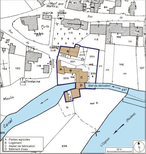 Plan-masse et de situation. Extrait du plan cadastral numérisé, 2008, section AC, 1:1000. Source : Direction générale des Finances Publiques - Cadastre ; mise à jour : 2008.