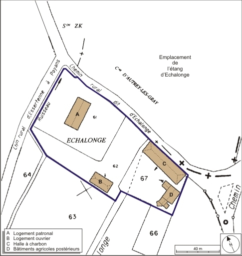 Plan-masse et de situation. Extrait du plan cadastral numérisé, 2008, section ZL, 1:2000 agrandi à 1:1250. Source : Direction générale des Finances Publiques - Cadastre ; mise à jour : 2008.