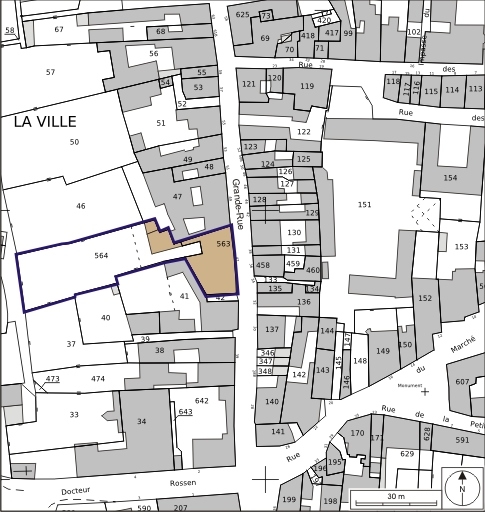 Plan-masse et de situation. Extrait du plan cadastral numérisé, 2008, section AC, 1:1000. Source : Direction générale des Finances Publiques - Cadastre ; mise à jour : 2008.