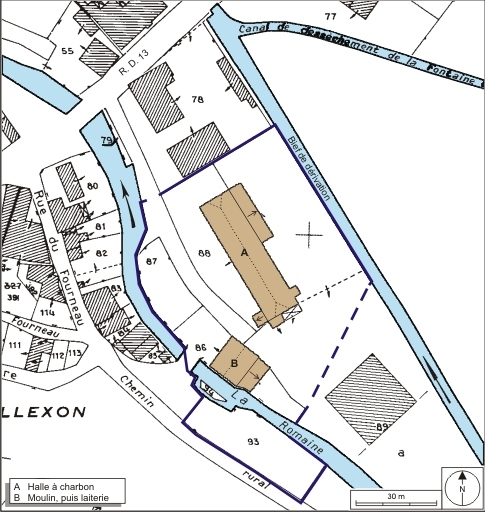 Plan-masse et de situation. Extrait du plan cadastral numérisé, 2008, section AB, 1:1000. Source : Direction générale des Finances Publiques - Cadastre ; mise à jour : 2008.