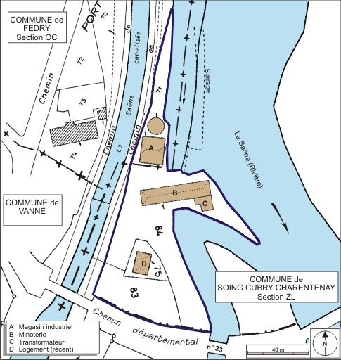 Plan-masse et de situation. Extrait du plan cadastral numérisé, 2008, section ZL, 1:2000 agrandi à 1:1250. Source : Direction générale des Finances Publiques - Cadastre ; mise à jour : 2008.