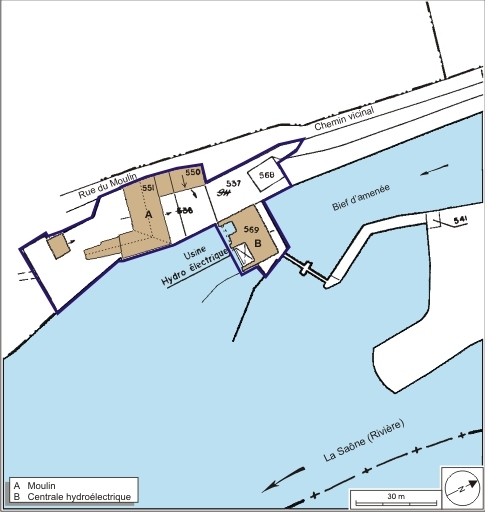 Plan-masse et de situation. Extrait du plan cadastral numérisé, 2008, section B, 1:1000. Source : Direction générale des Finances Publiques - Cadastre ; mise à jour : 2008.