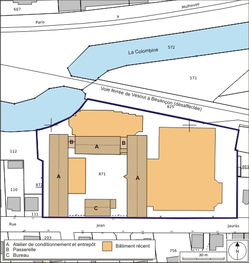 Plan-masse et de situation. Extrait du plan cadastral numérisé, 2008, section G, 1:1000. Source : Direction générale des Finances Publiques - Cadastre ; mise à jour : 2008.