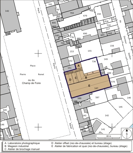 Plan-masse et de situation. Extrait du plan cadastral numérisé, 2008, section F, 1:1000. Source : Direction générale des Finances Publiques - Cadastre ; mise à jour : 2008.