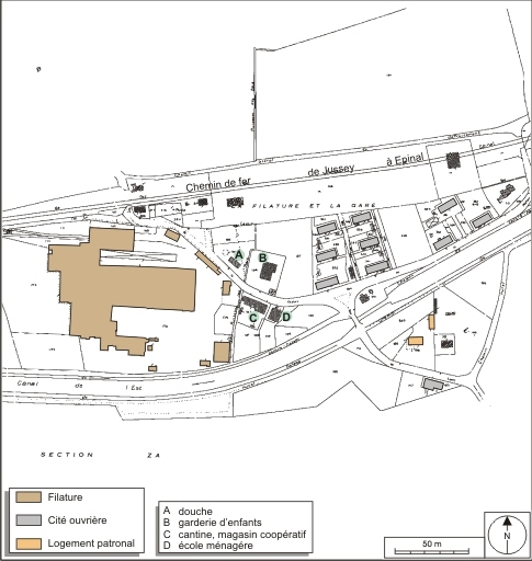 Plan de situation. Extrait du plan cadastral numérisé, 2008, section B, 1:1250 réduit à 1:4000. Source : Direction générale des Finances Publiques - Cadastre ; mise à jour : 2008.