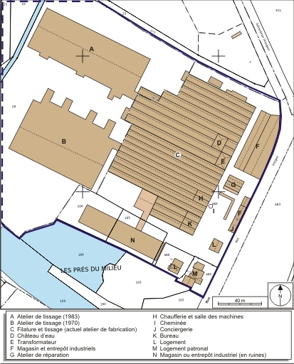 Plan-masse et de situation. Extrait du plan cadastral numérisé, 2008, section A, 1:1250 réduit à 1:1500 Source : Direction générale des Finances Publiques - Cadastre ; mise à jour : 2008.