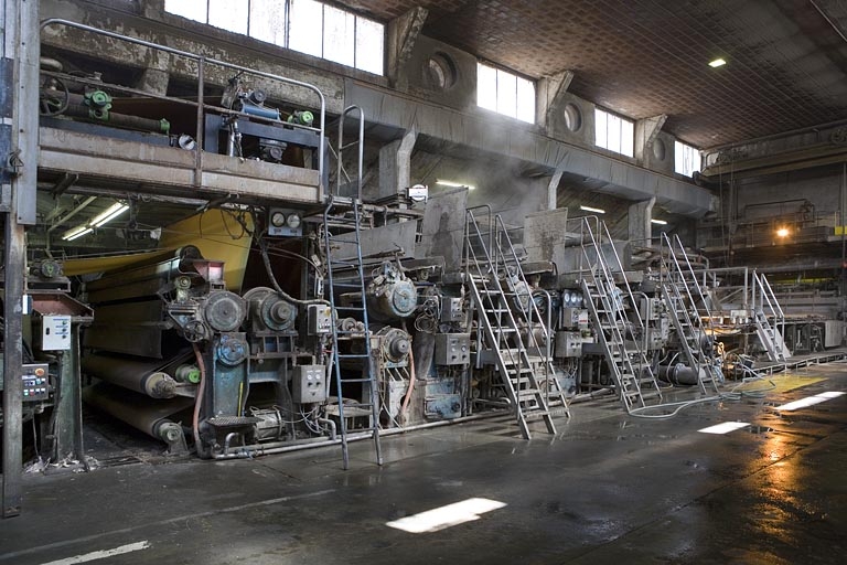 Machine à papier. La presse et les cylindres.