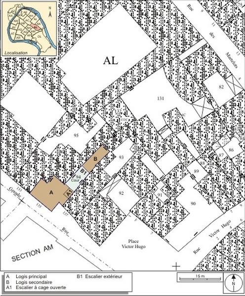 Plan de l'étage entre cour et jardin.