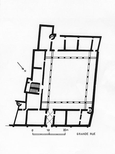 Plan du rez-de-chaussée d'après le relevé de Bérard en 1872.