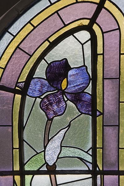 Deuxième registre, verrière gauche : iris.