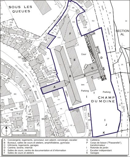 Plan-masse et de situation : extrait du plan cadastral, 1980, section AI, échelle 1/1000 réduite à 1/1250.