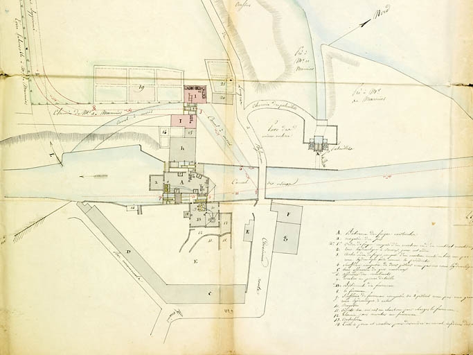 Plan des forges, fourneau, moulin de Seveux à Mr le duc De Marmier [détail].
