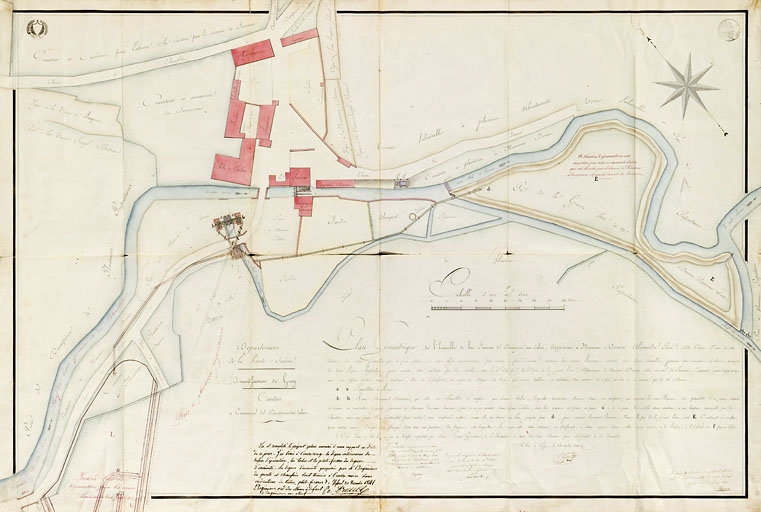 Plan géométrique de l'ensemble du haut fourneau de Dampierre [...].