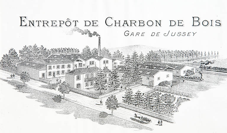 Entrepôt de charbon de bois [vue cavalière].