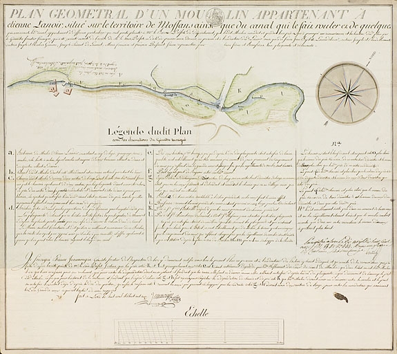 Plan géométral d'un moulin appartenant à Etienne Lanoir [...].