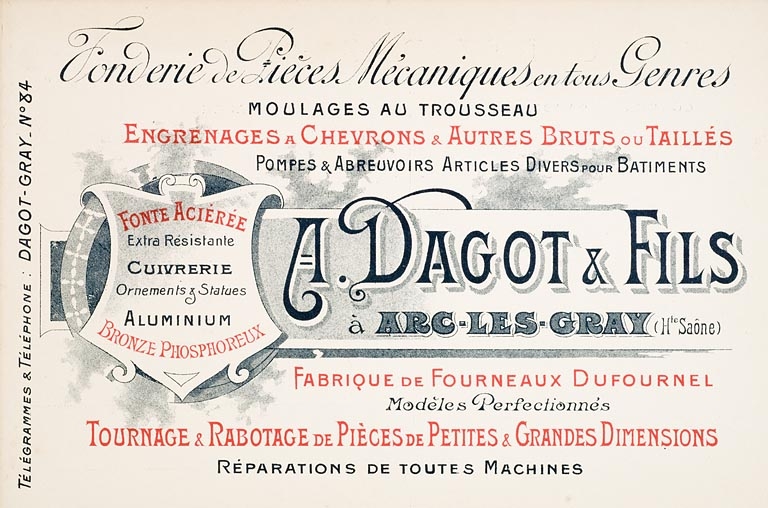 Carte postale publicitaire A. Dagot et Fils.