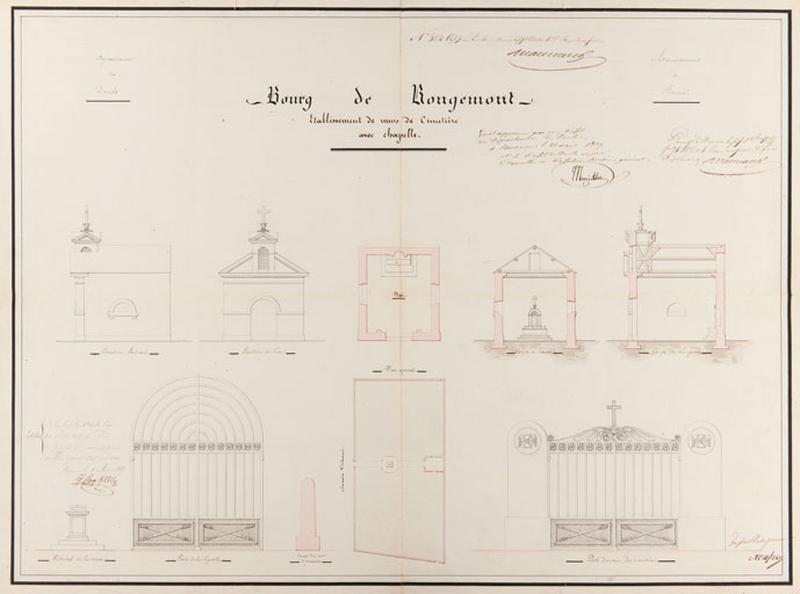 Bourg de Rougemont. Etablissement de murs du cimetière avec chapelle. [Plan général].