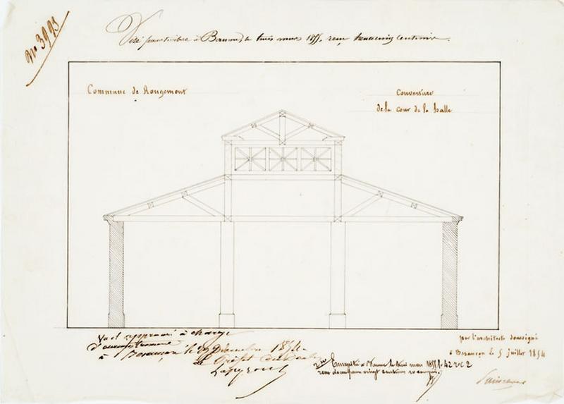 Commune de Rougemont. Couverture de la cour de la halle.