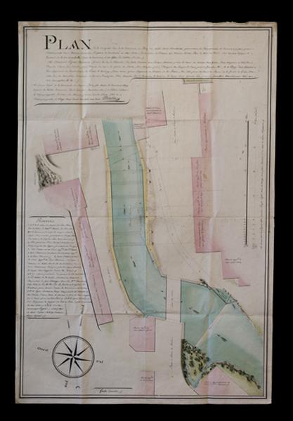 Plan de la principale place de la commune de Morez telle qu'elle existe actuellement présentant les changements et travaux à y faire pour l'établissement d'une maison commune projettée [...], 1808.