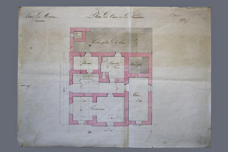 Cure de Morez. 1ère feuille. Plan des caves et des fondations, 1836.