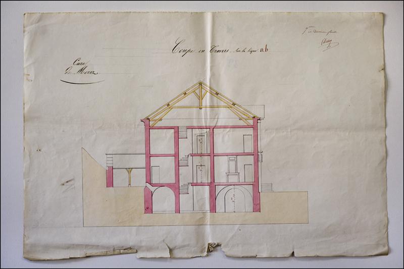 Cure de Morez. 7e et dernière feuille. Coupe en travers sur la ligne ab, 1836.