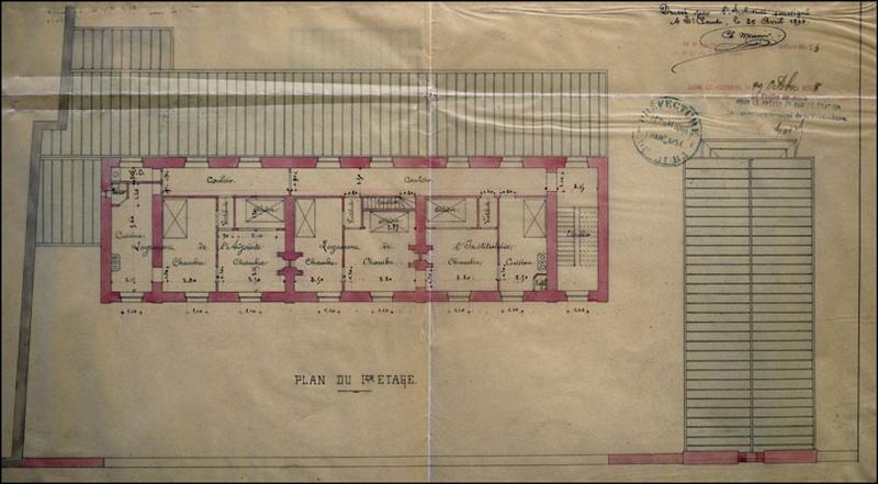 Construction d'école enfantine et chapelle au Bas-de-Morez. Projet. Plan du 1er étage, 1894.