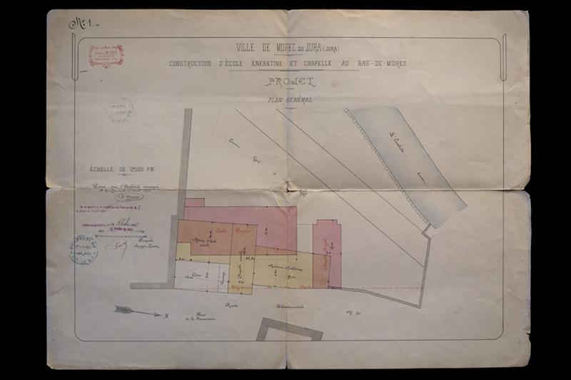 Construction d'école enfantine et chapelle au Bas-de-Morez. Projet. Plan général, 1894.