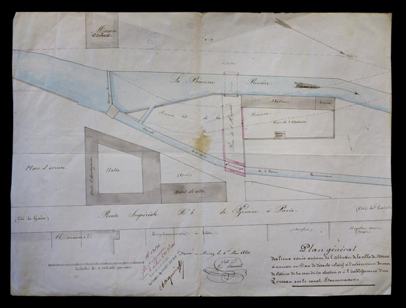 Plan général des lieux situés autour de l'abattoir de la ville de Morez [...], 1860.